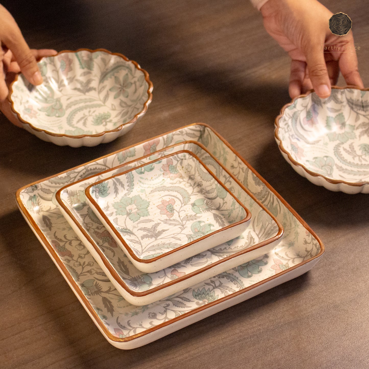 Floral Square Platter Set