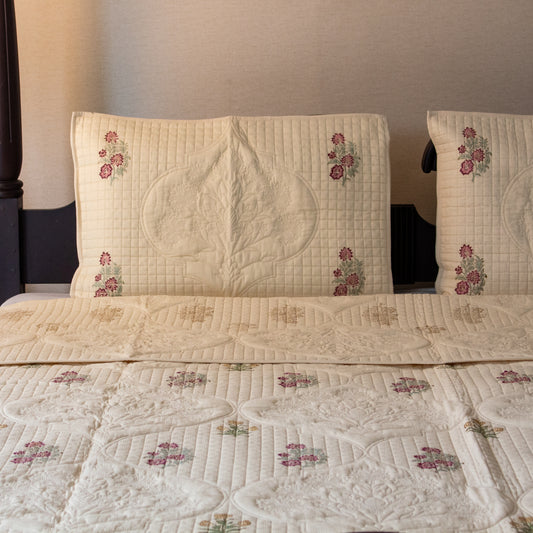 Beige Eden Garden -Minimal Print - Premium Bedspread