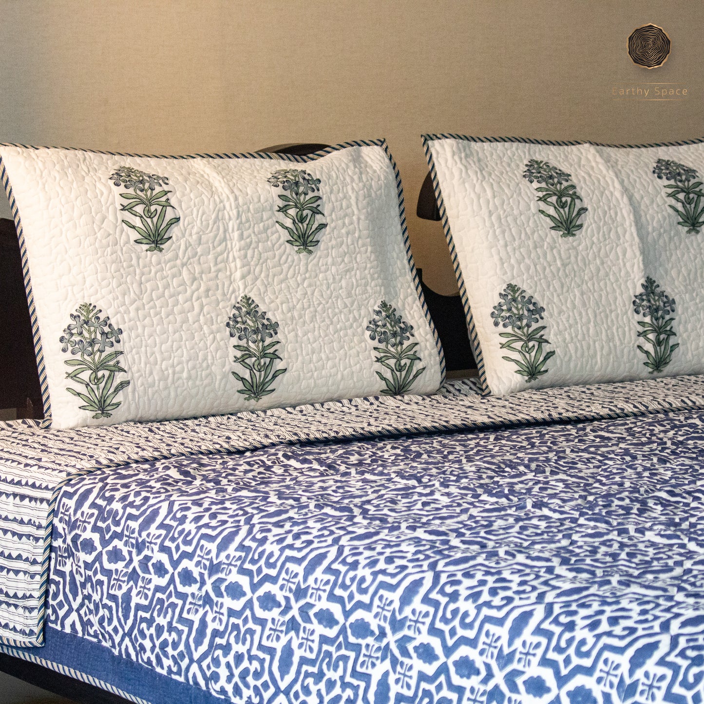 Blue Tula Quilted Bedspread