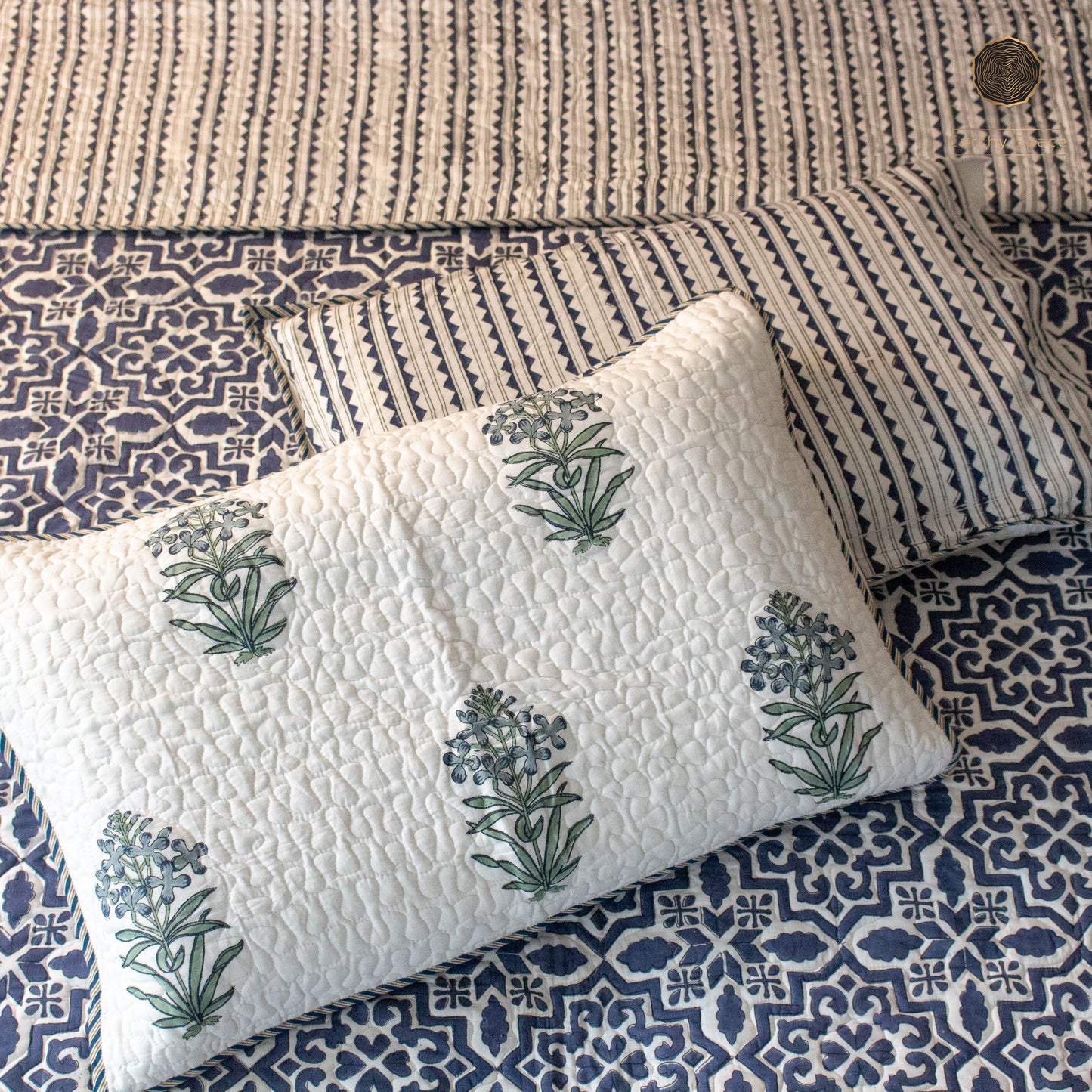 Blue Tula Quilted Bedspread