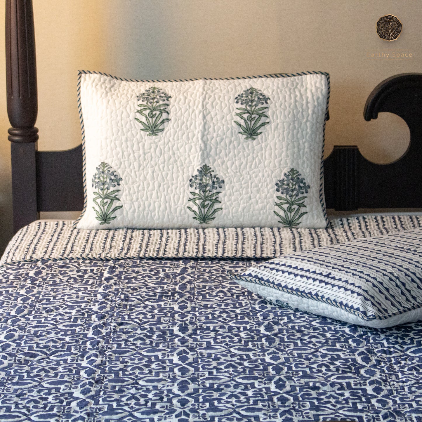 Blue Tula Quilted Bedspread