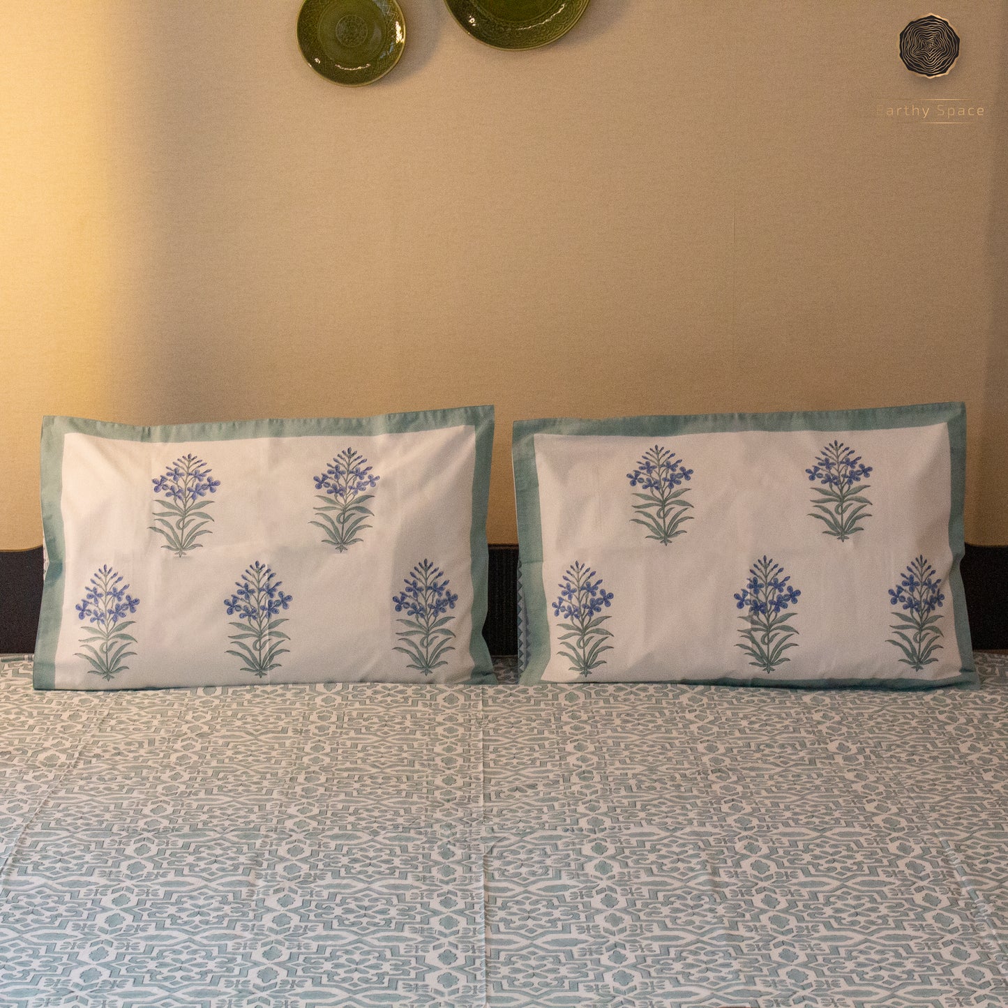 TULA - Icy Green - Hand Block Printed BedSheet