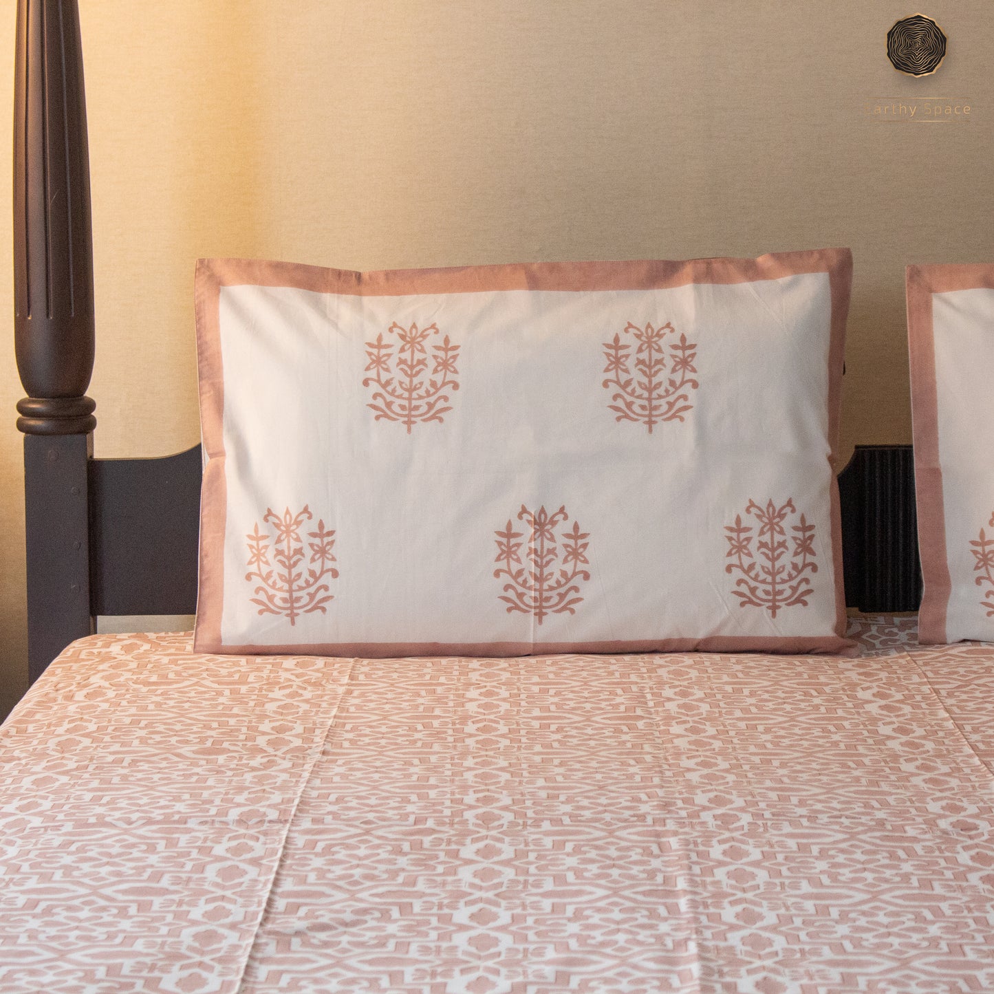 TULA - Nude Pink - Hand Block Printed BedSheet