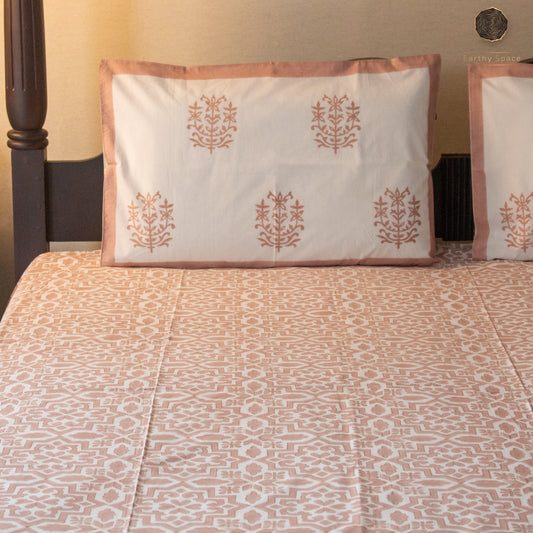 TULA - Nude Pink - Hand Block Printed BedSheet