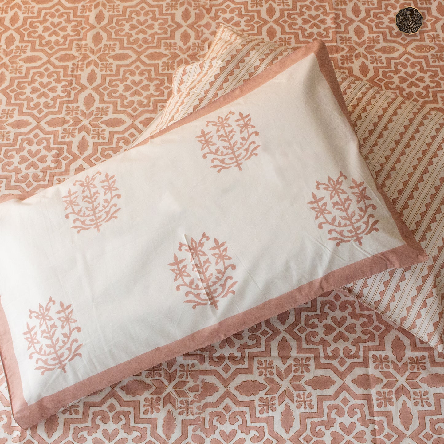 TULA - Nude Pink - Hand Block Printed BedSheet