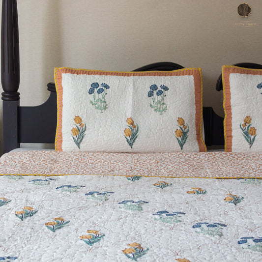 Peach Blossom  - Quilted Bedspread