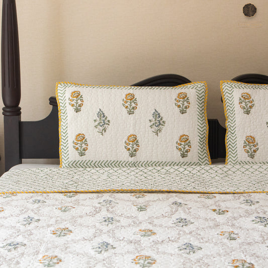 Garden Flora Jaal - Quilted Bedspread
