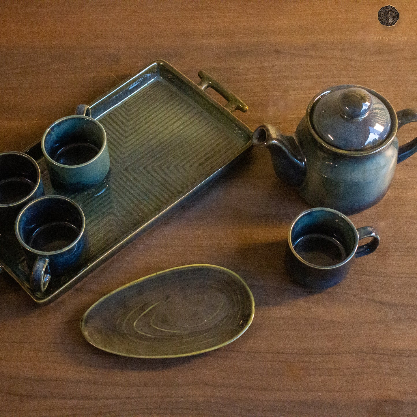 Forest Green Tea Pot Set