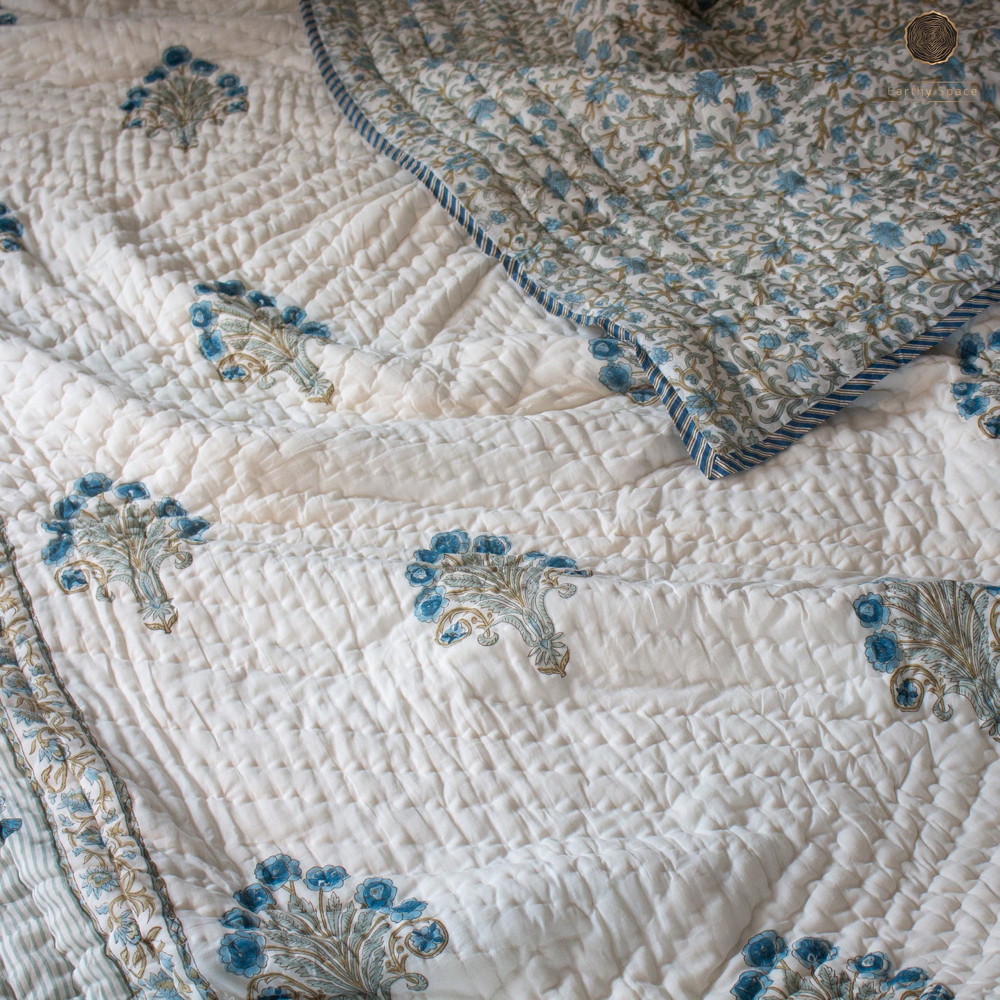 Reversible Quilt - Blue Mughalai
