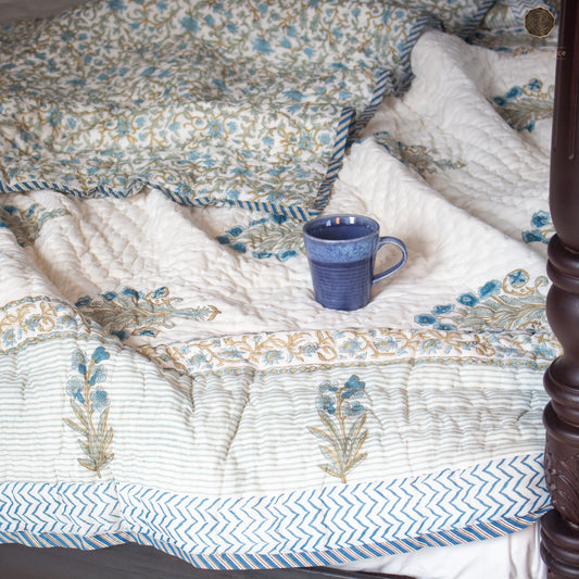 Reversible Quilt - Blue Mughalai