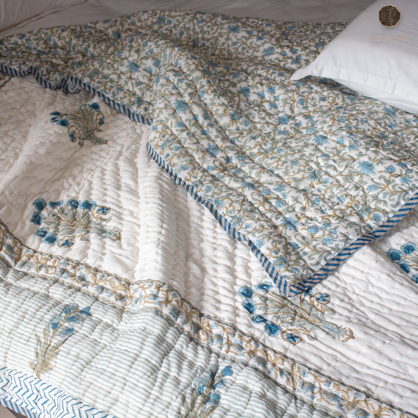 Reversible Quilt - Blue Mughalai