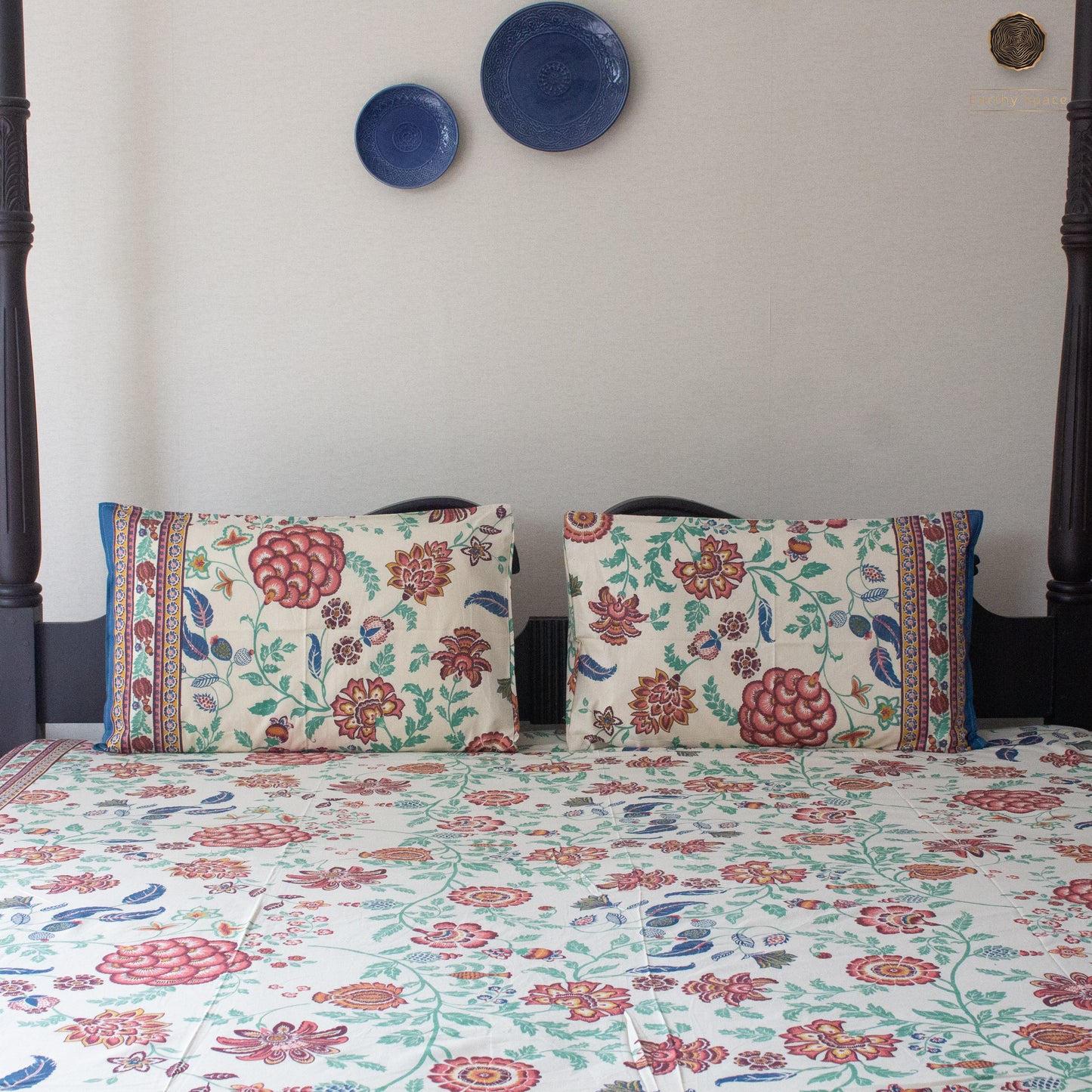 Beige Flora - Bedsheet 108" by 108"