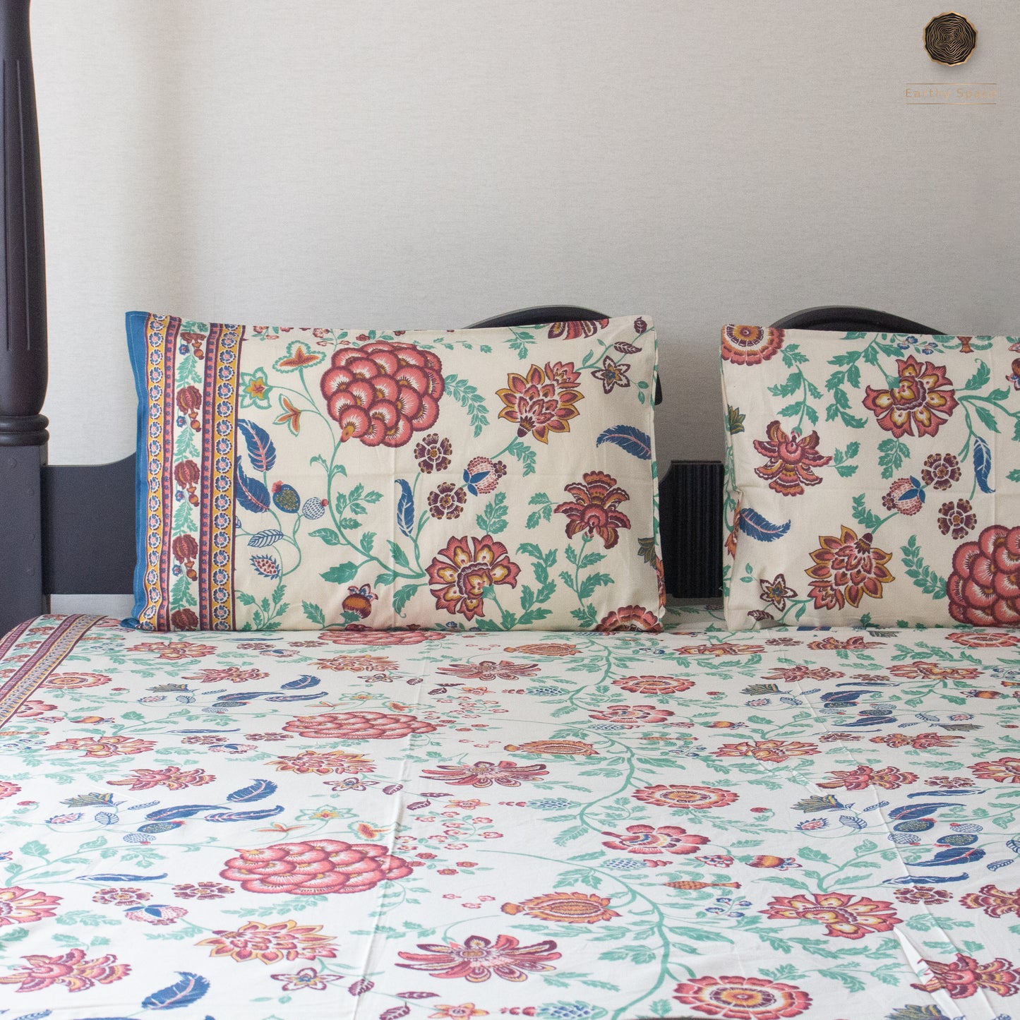Beige Flora - Bedsheet 108" by 108"