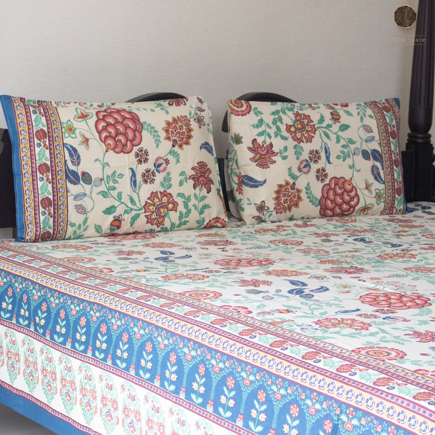 Beige Flora - Bedsheet 108" by 108"