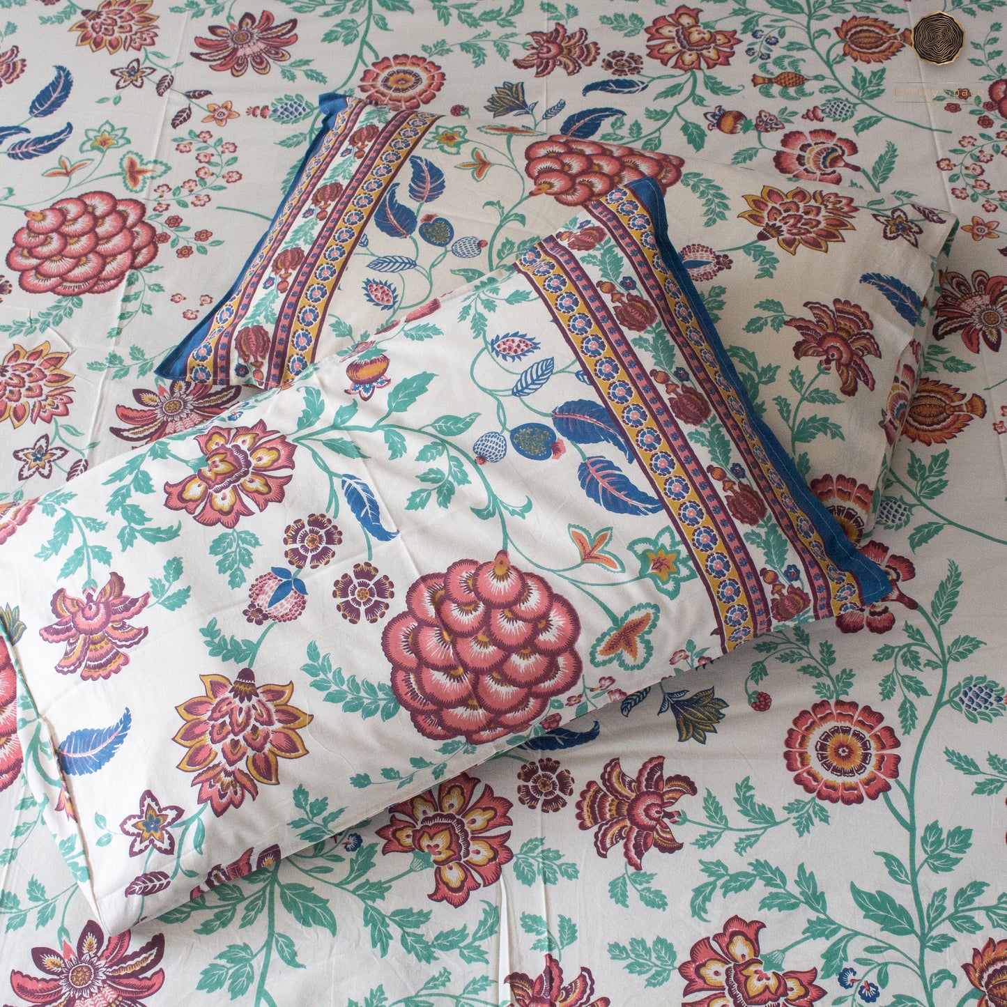 Beige Flora - Bedsheet 108" by 108"