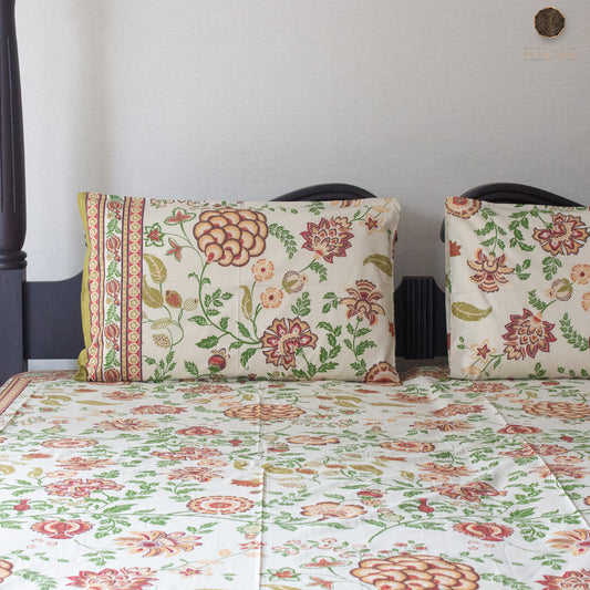 Mustard Yellow Flora - Bedsheet 108" by 108"