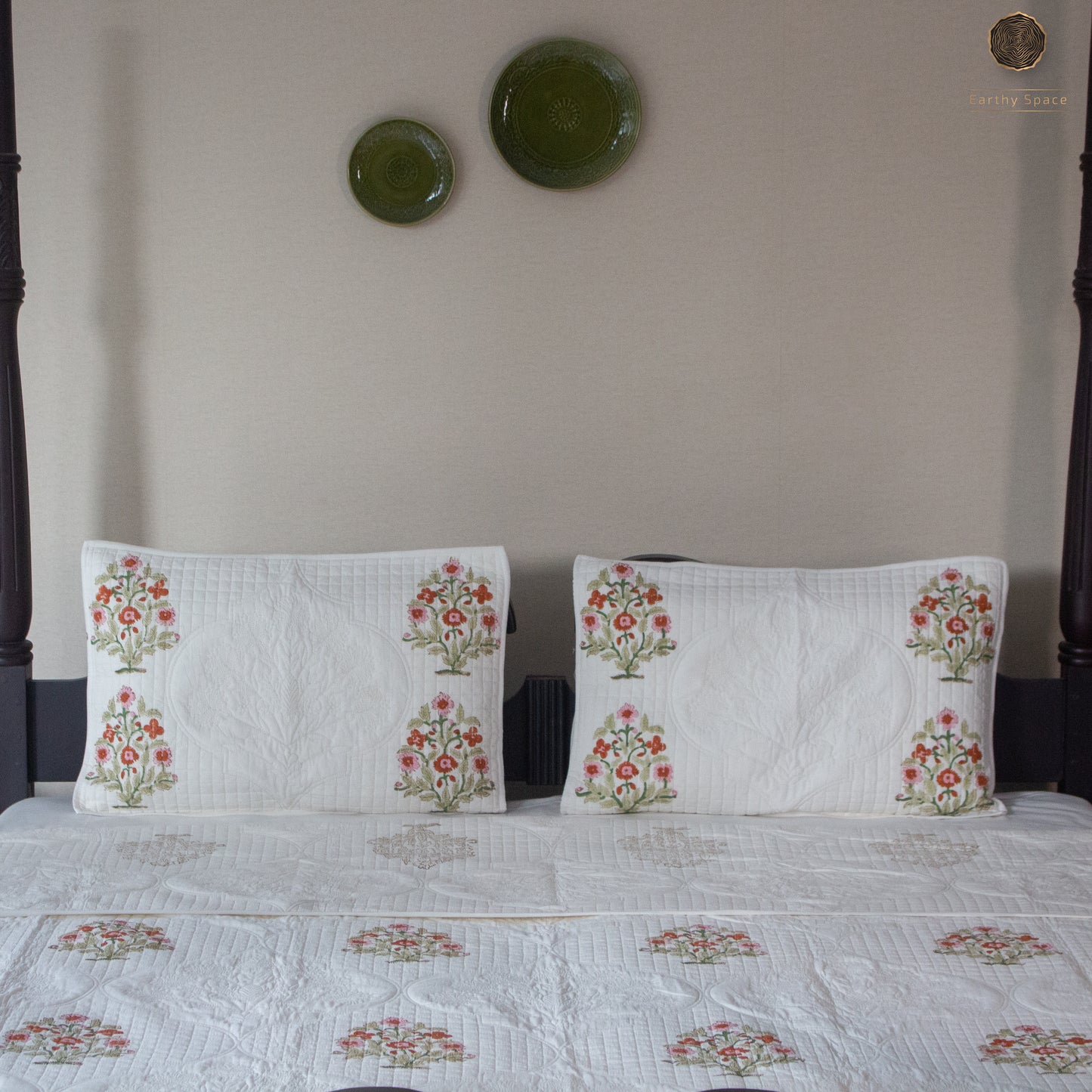 Ivory Flora - Premium Quilted Bedspread