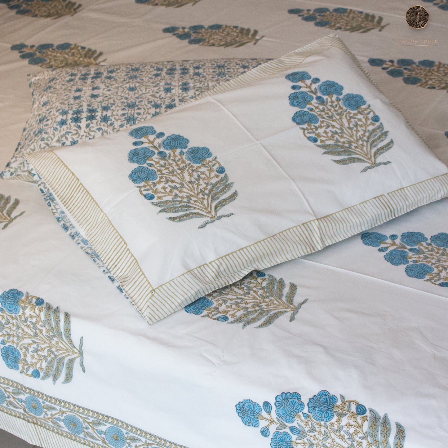 BlueBell Handblock Printed Bedsheet