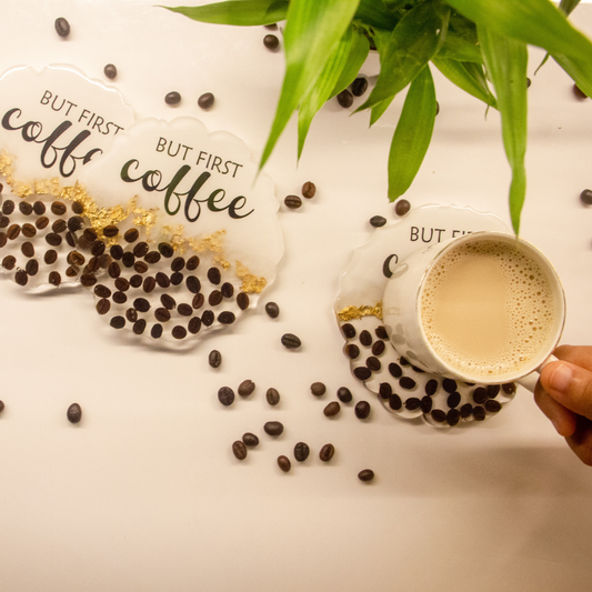 Resin Coffee Beans Coasters-Set of 4