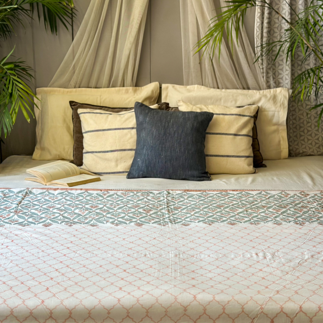 Verdant Glow  Hand Block Printed Reversible Dohar