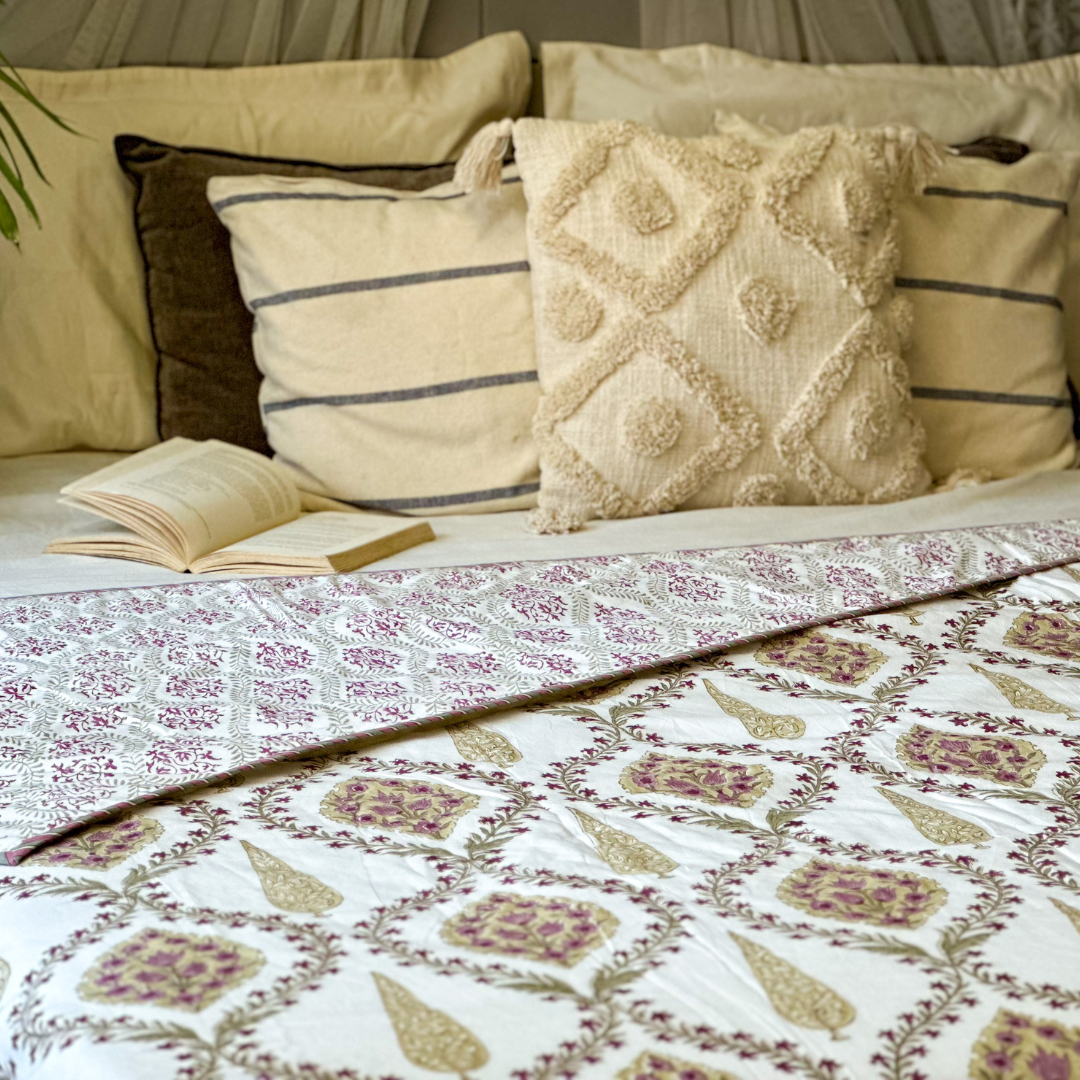 Golden Cypress Hand Block Printed Reversible Dohar