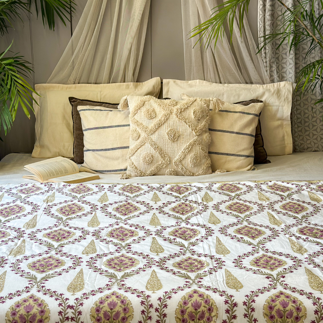 Golden Cypress Hand Block Printed Reversible Dohar