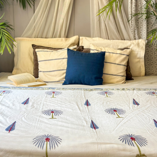 Tropical Blue Hand Block Printed Reversible Dohar