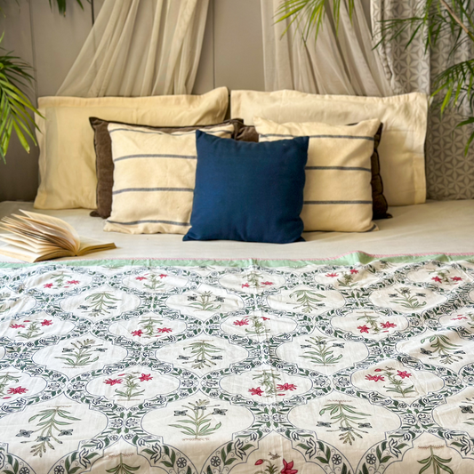 Orchid Jaal Hand Block Printed Reversible Dohar