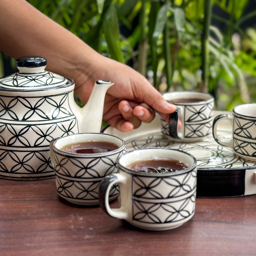 Black Mandala Tea Cup Set