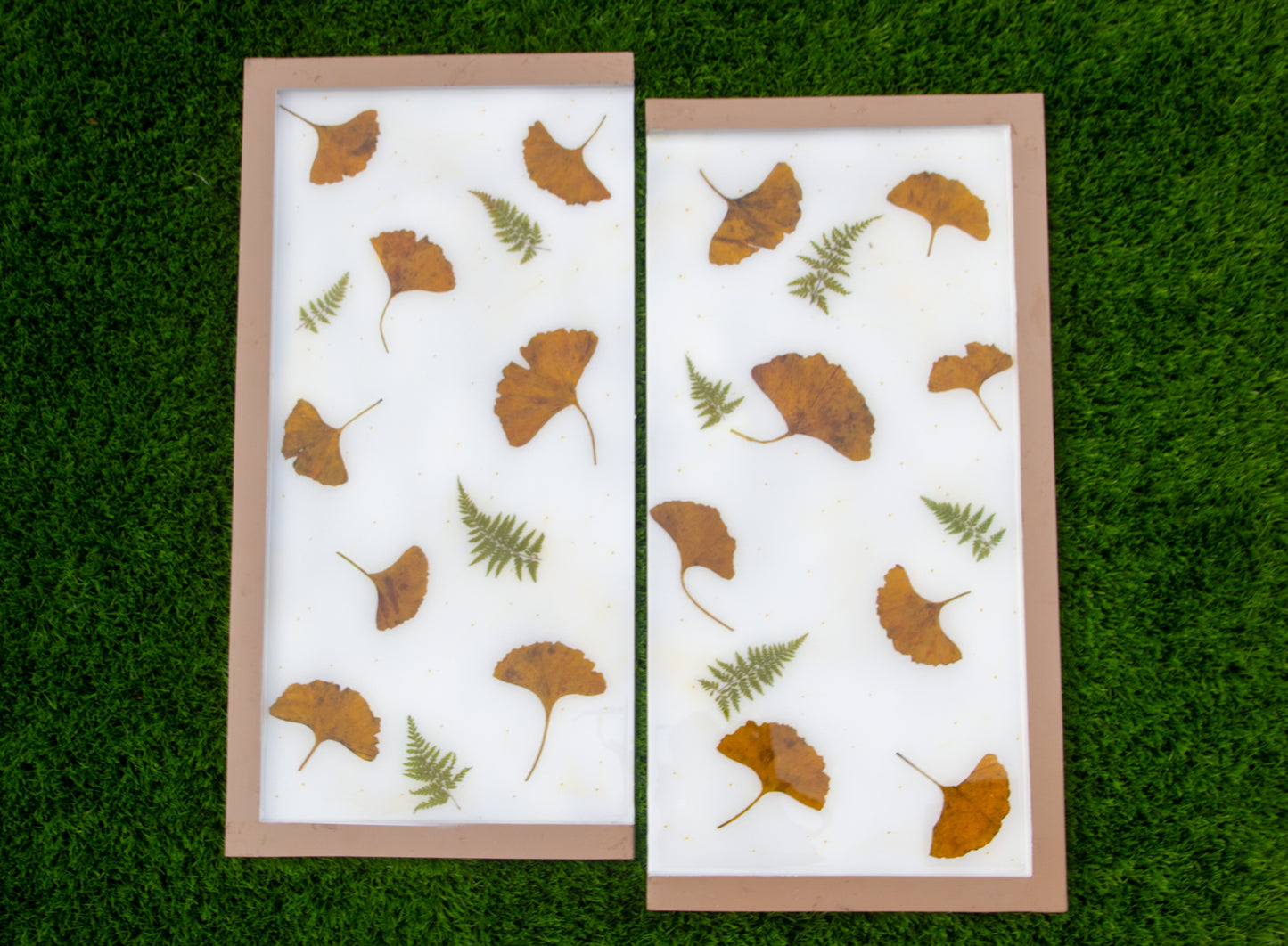 Ginkgo Biloba & Ferns Resin Artwork