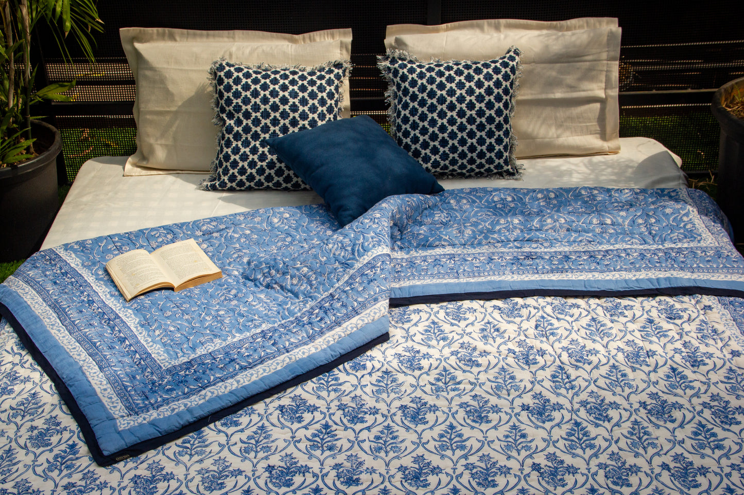 Harvest Bells Hand Block Printed Reversible Quilts