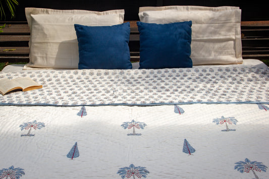 Cedar Hand Block Printed Reversible Quilts