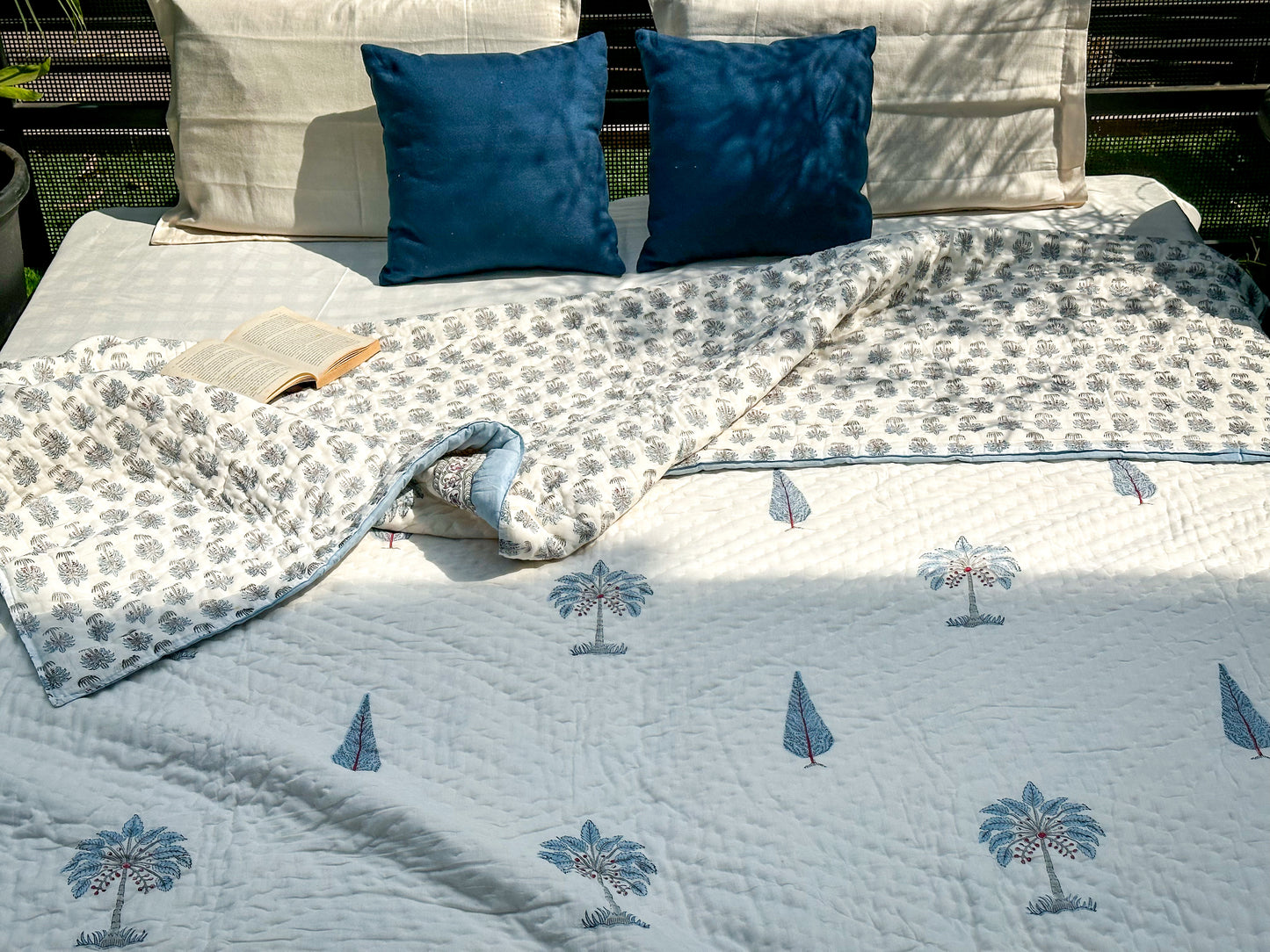 Cedar Hand Block Printed Reversible Quilts