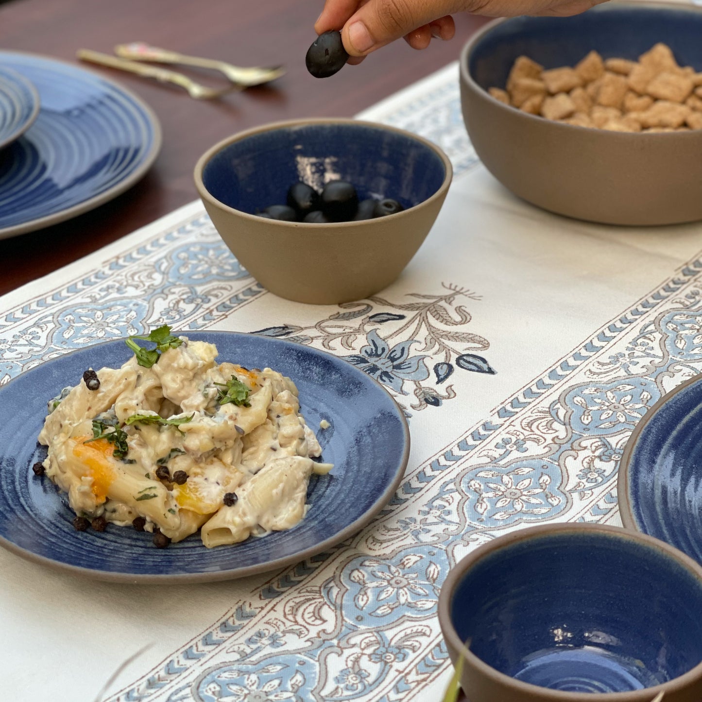 Rustic Blue Ceramic Dinner Set