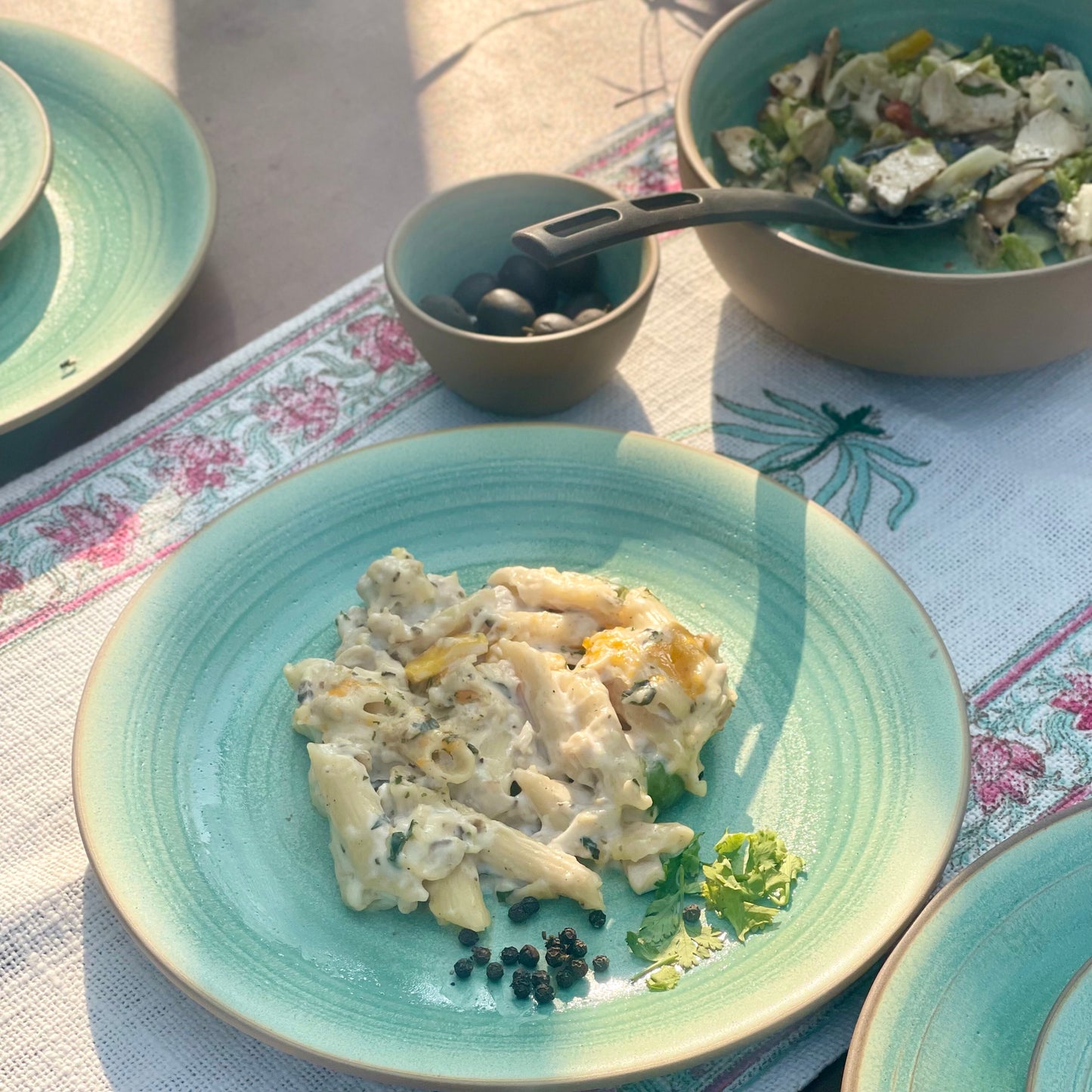 Rustic Green Ceramic Dinner Set