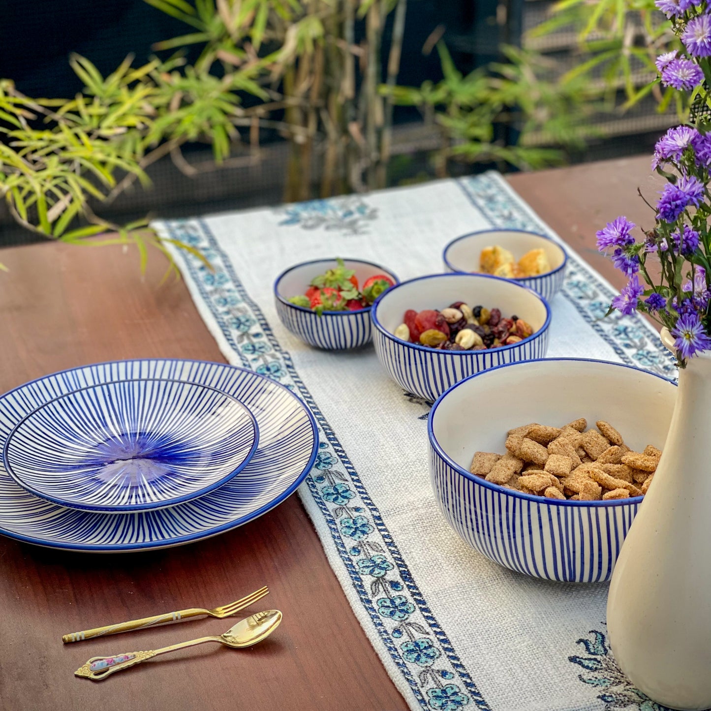 Blue String Ceramic Dinner Set