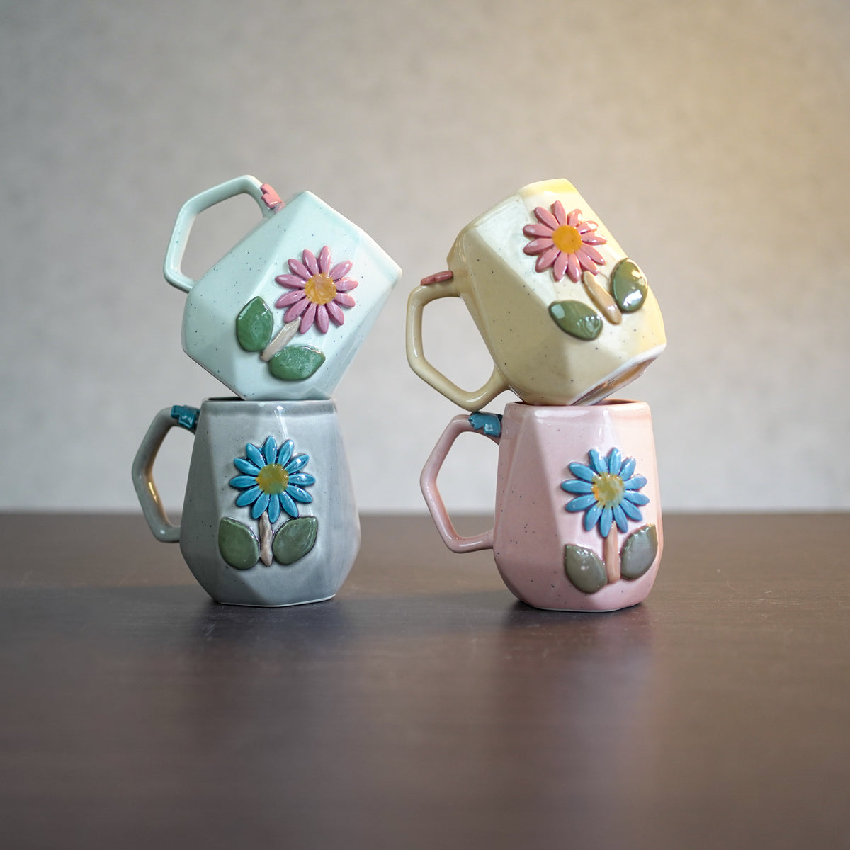 Grey Flora Coffee Mugs
