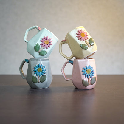 Grey Flora Coffee Mugs