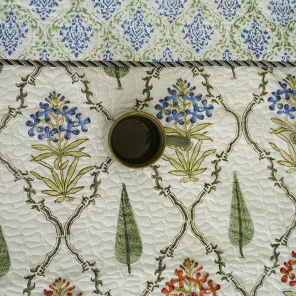 Evergreen  Hand Block Printed Quilted Bedspread