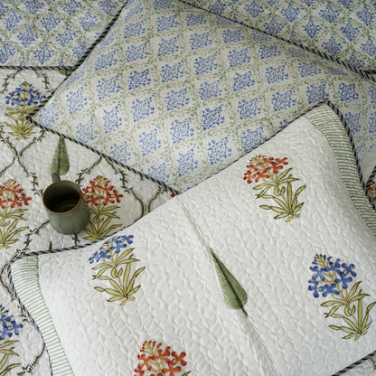 Evergreen  Hand Block Printed Quilted Bedspread