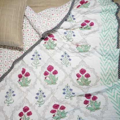 Reversible Single Quilt - Dahila jaal