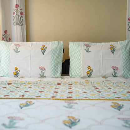 Floral jaal handblocked Bedsheet king