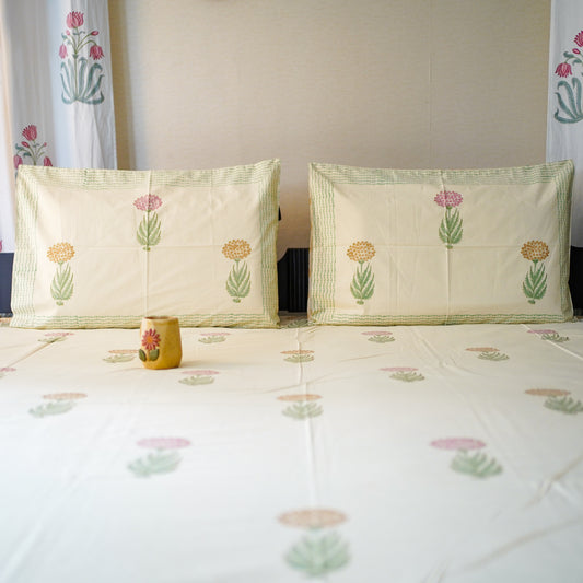 Petal whispers handblocked Bedsheet king