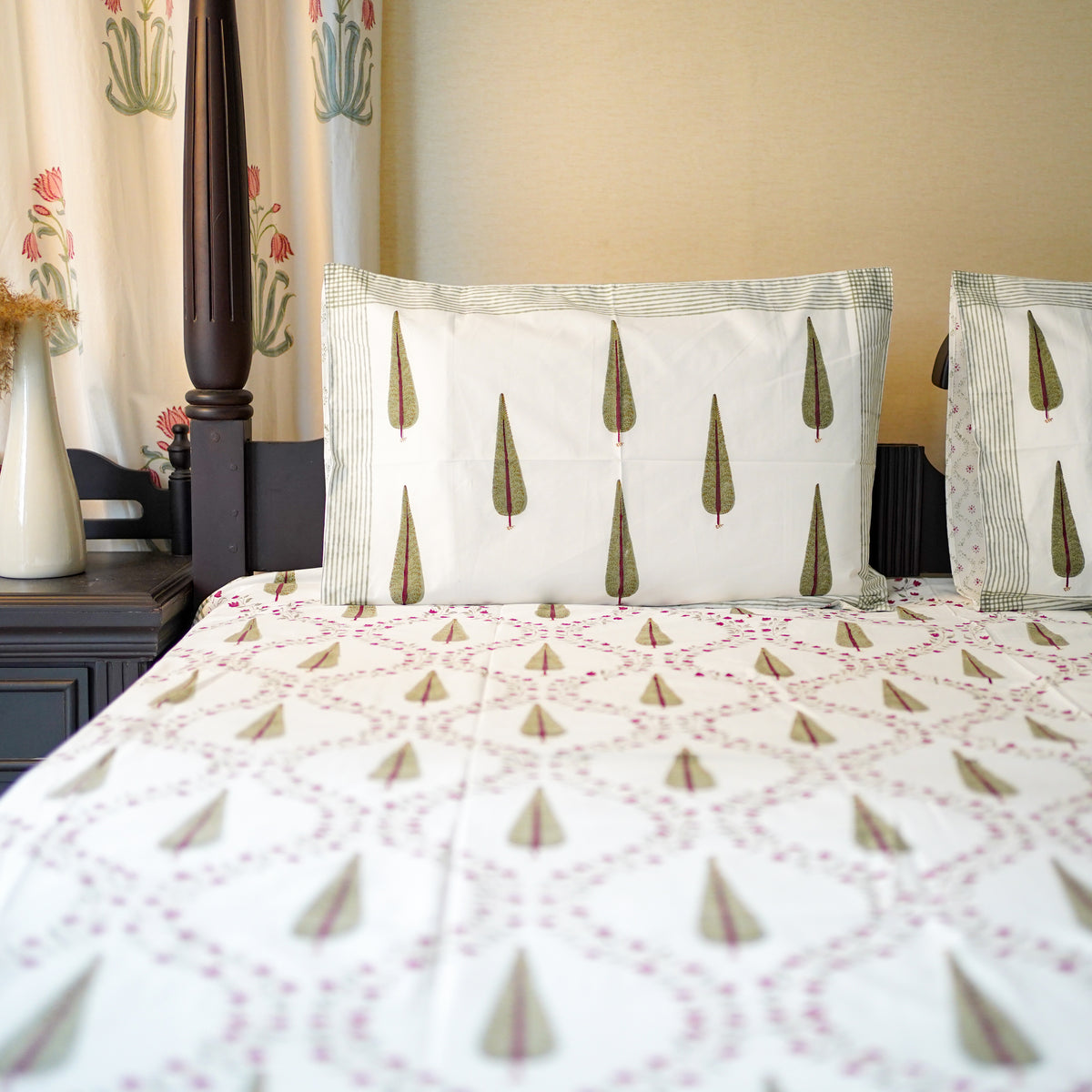 Cypress jaal handblocked Bedsheet king