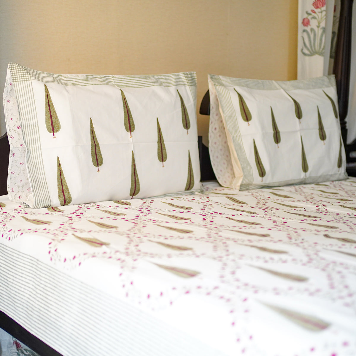 Cypress jaal handblocked Bedsheet king