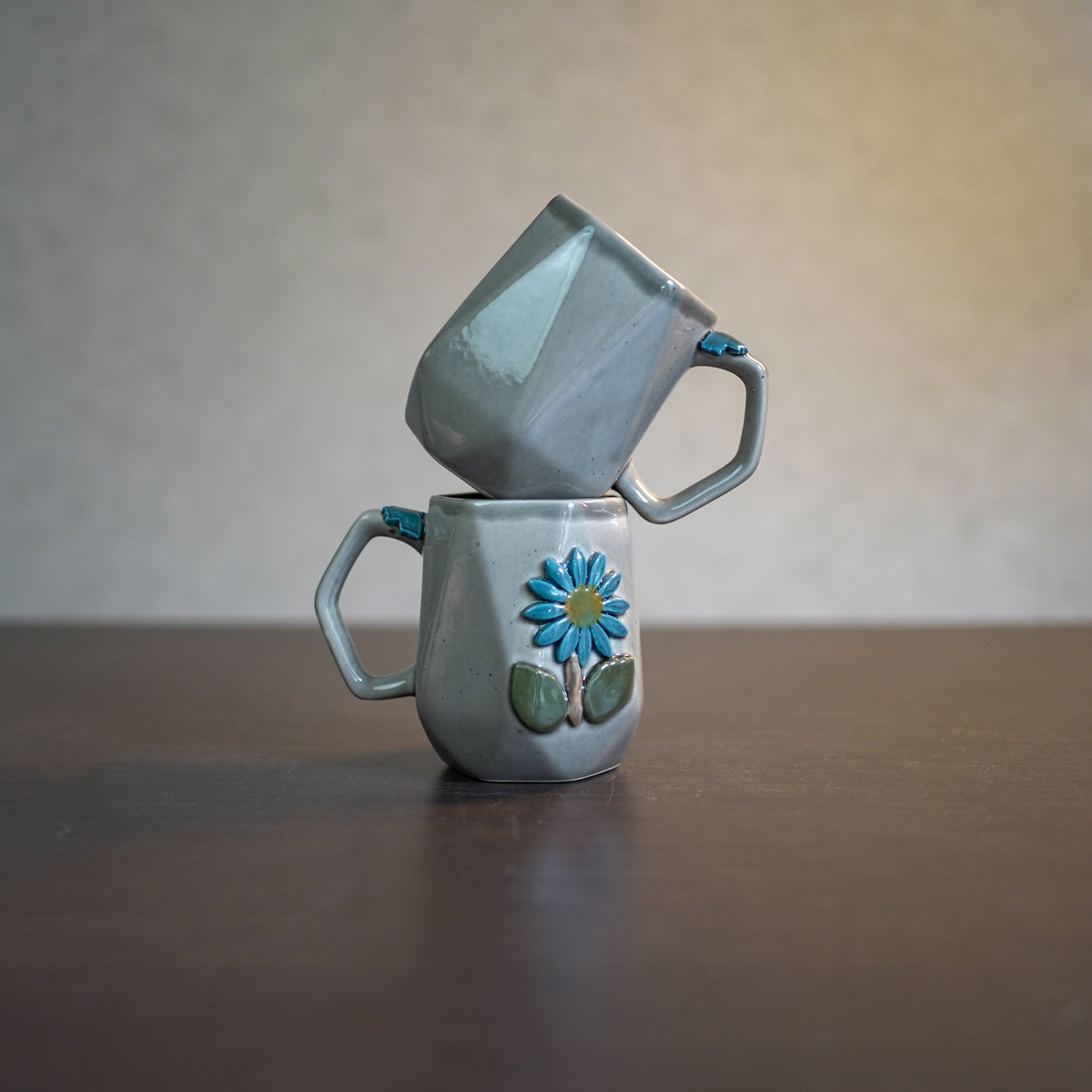 Grey Flora Coffee Mugs