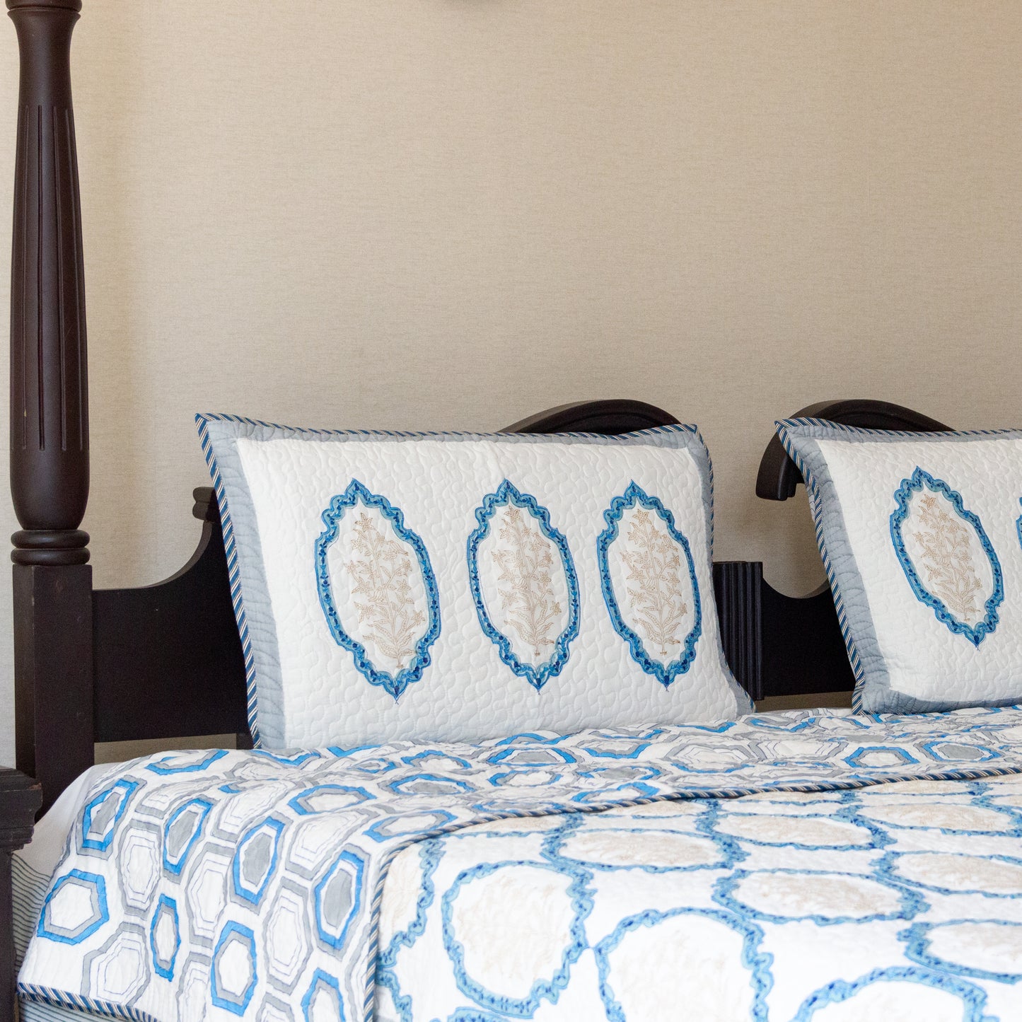 Blue Mahal Quilted Bedspread