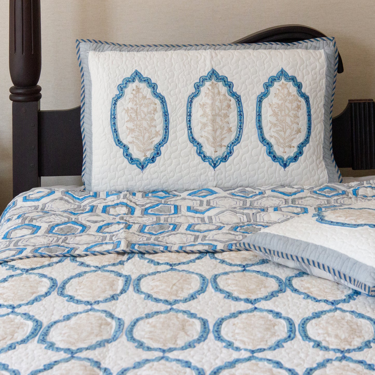 Blue Mahal Quilted Bedspread