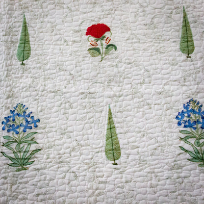 Amaryllis Hand Block Printed Quilted Bed Cover