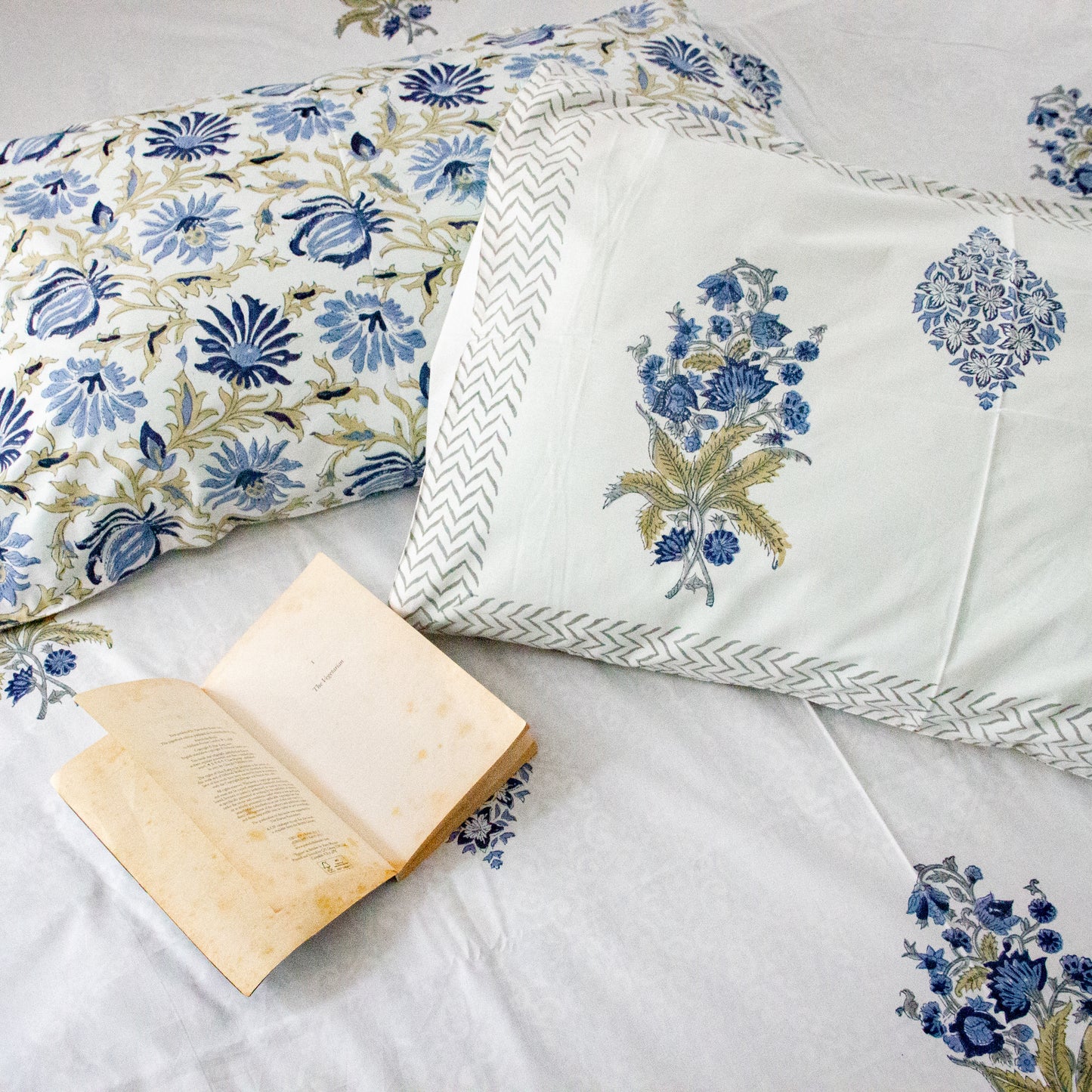 Blue Iris Handblock Print Bedsheet